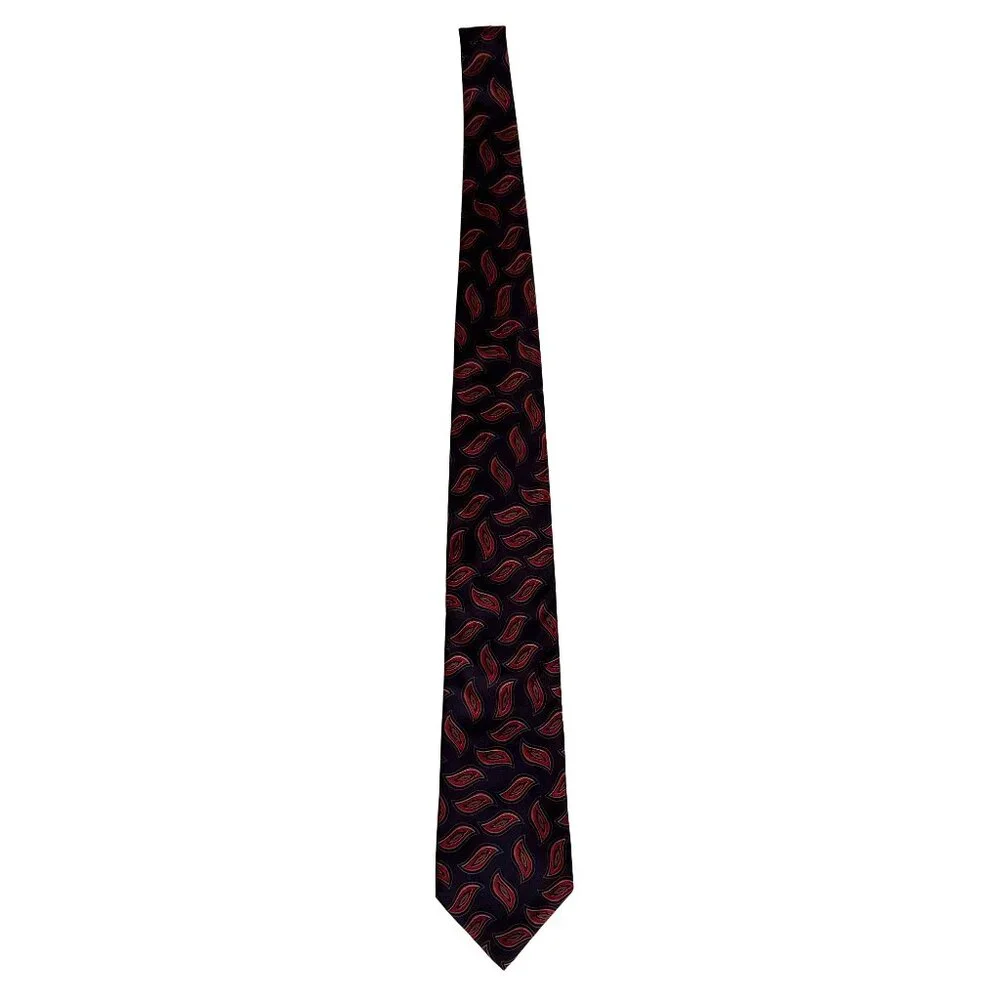 Vintage Paisley Necktie Mens Navy Red Gold Wide Italianissimo Tie 55 Inch